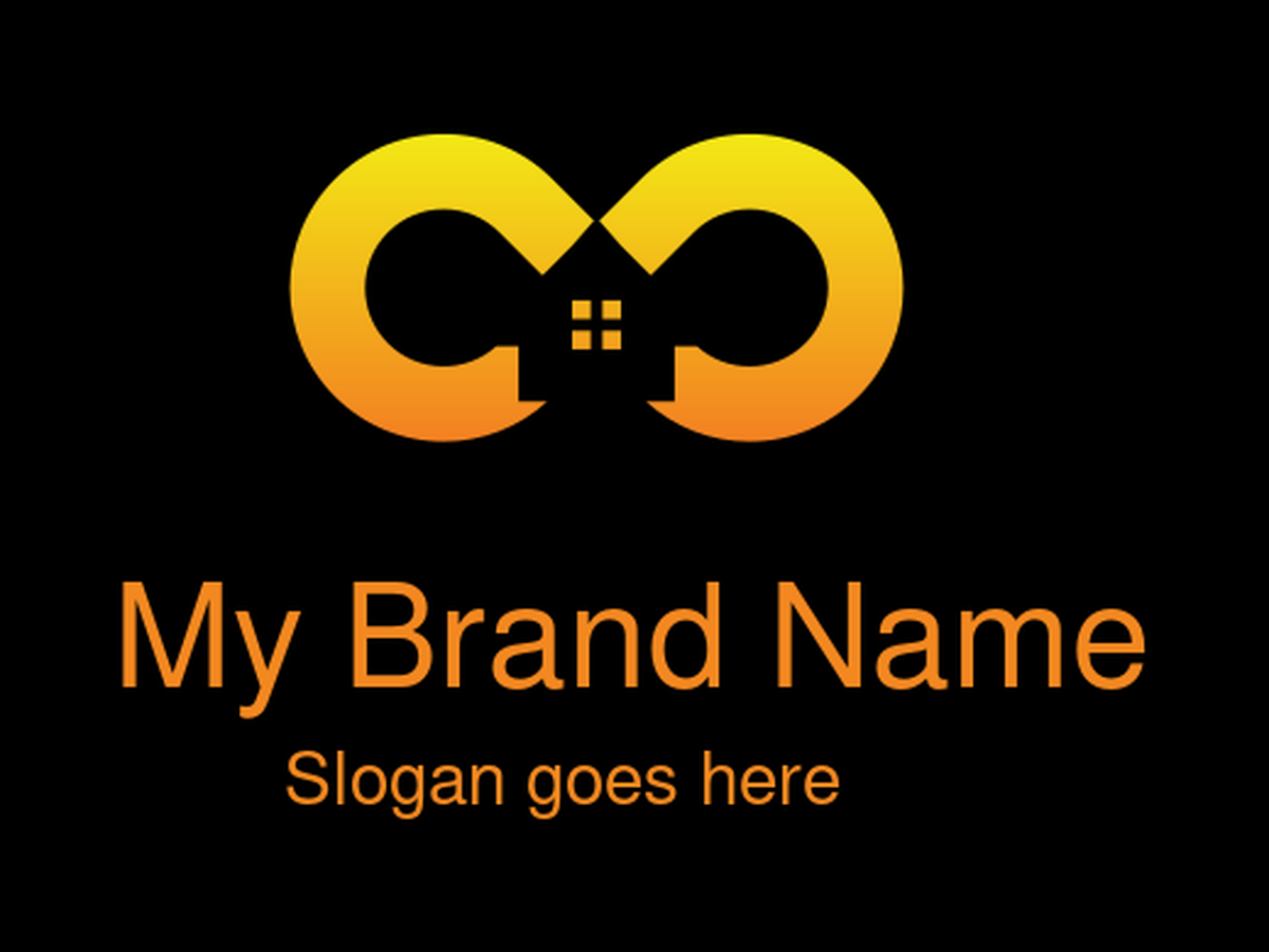 Modern Infinity Home Logo with House and Window Elements in Yellow-Orange Gradient for Real Estate and Property Services
